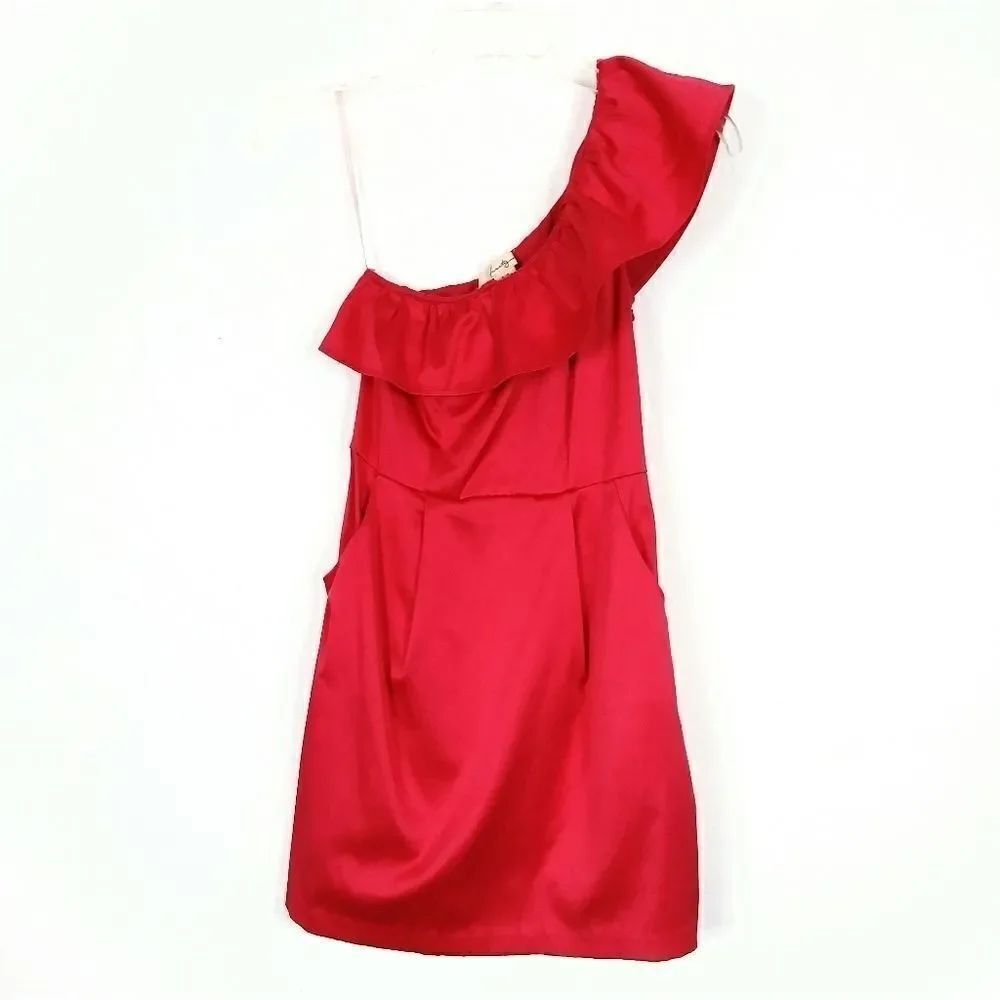 Forever 21 y2k Hot Pink One Shoulder Ruffle Bodycon Dress